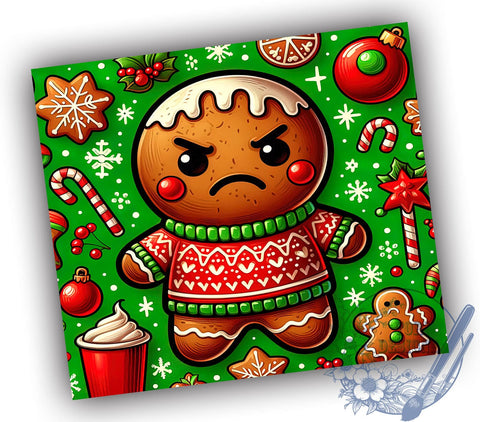 Funny Gingerbread Man Tumbler, Jolly AF Tumbler Wrap, 20oz Sublimation Design, Christmas Drinkware, Digital Download, Holiday Tumbler Art, Xmas Gift Idea Sublimation ToriDesigns 