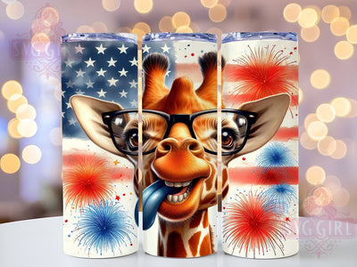 Funny Giraffe 20oz Tumbler Wrap Sublimation Design, Straight Tapered Tumbler Wrap, 4th of July Giraffe Tumbler Png, Instant Digital Download Sublimation SvggirlplusArt 