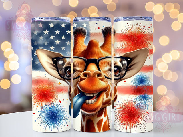 Funny Giraffe 20oz Tumbler Wrap Sublimation Design, Straight Tapered Tumbler Wrap, 4th of July Giraffe Tumbler Png, Instant Digital Download Sublimation SvggirlplusArt 