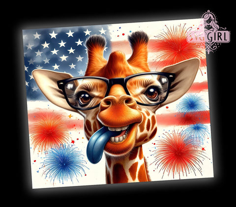 Funny Giraffe 20oz Tumbler Wrap Sublimation Design, Straight Tapered Tumbler Wrap, 4th of July Giraffe Tumbler Png, Instant Digital Download Sublimation SvggirlplusArt 