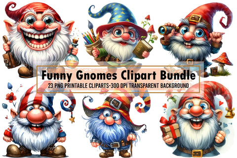 Funny Gnomes Clipart Bundle - Gnome Png Sublimation designartist 