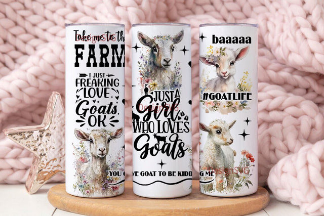 Funny Goat 20oz Skinny Tumbler Wrap, Sublimation Design,Digital Download PNG, Farm Life Tumbler Wrap PNG, Funny Animal, Goat Lover Gift Sublimation DesignSVG 