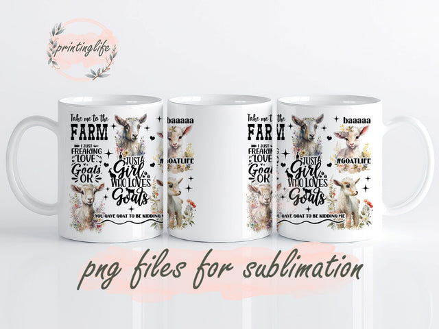 Funny Goat Mug Wrap Design, Instant Digital Design Download Mug Wrap Design, Mug Design PNG Sublimation PrintingLife 