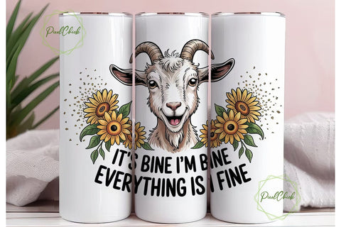 Funny Goat & Sunflowers 20oz Tumbler Sublimation PixelChick 