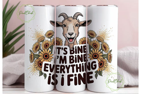 Funny Goat & Sunflowers 20oz Tumbler Sublimation PixelChick 