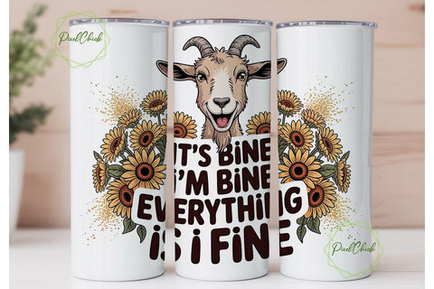 Funny Goat & Sunflowers 20oz Tumbler Sublimation PixelChick 