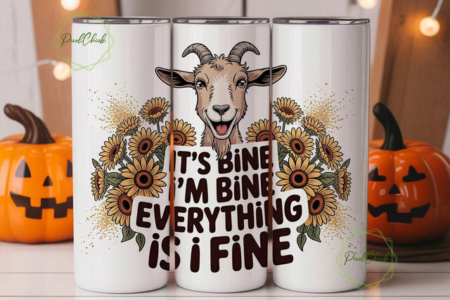 Funny Goat & Sunflowers 20oz Tumbler Sublimation PixelChick 