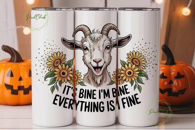 Funny Goat & Sunflowers 20oz Tumbler Sublimation PixelChick 