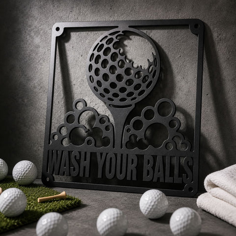 Funny Golf Bathroom Sign Laser SVG | Wash Your Balls Golf DXF | Golf Wall Art Cut File | Plasma CNC Laser Cut | Metal Sign Svg SVG HappyDesignStudio 