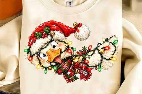 Funny Goose Christmas Lights Santa PNG Sublimation SVGista 