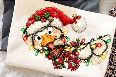 Funny Goose Christmas Lights Santa PNG Sublimation SVGista 