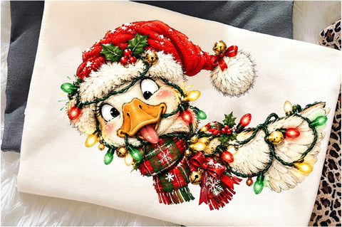 Funny Goose Christmas Lights Santa PNG Sublimation SVGista 