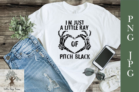 Funny goth shirt design I'm just a little ray of pitch black distressed PNG Sublimation Willow Paige Farms 