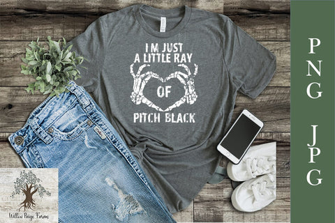 Funny goth shirt design I'm just a little ray of pitch black distressed PNG Sublimation Willow Paige Farms 