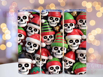 Funny Gothic Christmas Skull Tumbler, Funny Skeleton Wrap, Holiday Sublimation Design, Gothic Christmas Cup, 20Oz Skinny Tumbler Wrap, Skull And Santa Design, Dark Humor Mug Wrap Sublimation SvggirlplusArt 