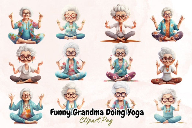 Funny Grandma Doing Yoga Sublimation Bundle Sublimation Designangry 
