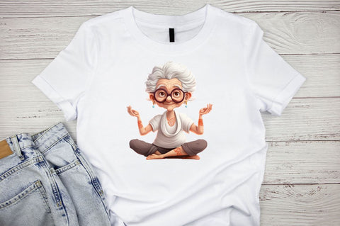 Funny Grandma Doing Yoga Sublimation Bundle Sublimation Designangry 