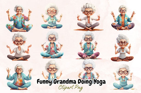 Funny Grandma Doing Yoga Sublimation Bundle Sublimation Designangry 