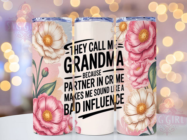 Funny Grandma Partner Tumbler, Partner in Crime Tumbler, 20oz Tumbler Wrap, Sublimation Design, Grandma Gift Tumbler, Custom Grandma Tumbler, Bad Influence Tumbler Sublimation SvggirlplusArt 