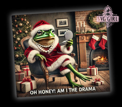 Funny Green Frog Christmas Tumbler Wrap, Frog Tumbler, Am I The Drama, 20oz Tumbler Wrap, Sublimation Design, Funny Christmas Gift, Green Frog Decor, Holiday Drinkware Sublimation SvggirlplusArt 
