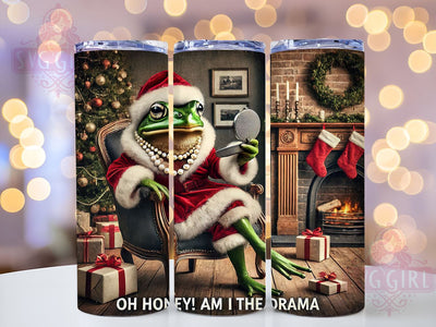 Funny Green Frog Christmas Tumbler Wrap, Frog Tumbler, Am I The Drama, 20oz Tumbler Wrap, Sublimation Design, Funny Christmas Gift, Green Frog Decor, Holiday Drinkware Sublimation SvggirlplusArt 