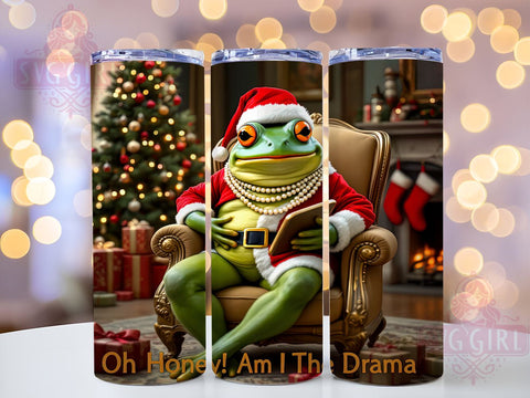 Funny Green Frog Christmas Tumbler Wrap, Frog Tumbler, Am I The Drama, 20oz Tumbler Wrap, Sublimation Design, Funny Christmas Gift, Green Frog Decor, Holiday Drinkware Sublimation SvggirlplusArt 