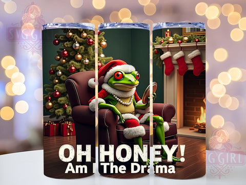 Funny Green Frog Christmas Tumbler Wrap, Frog Tumbler, Am I The Drama, 20oz Tumbler Wrap, Sublimation Design, Funny Christmas Gift, Green Frog Decor, Holiday Drinkware Sublimation SvggirlplusArt 
