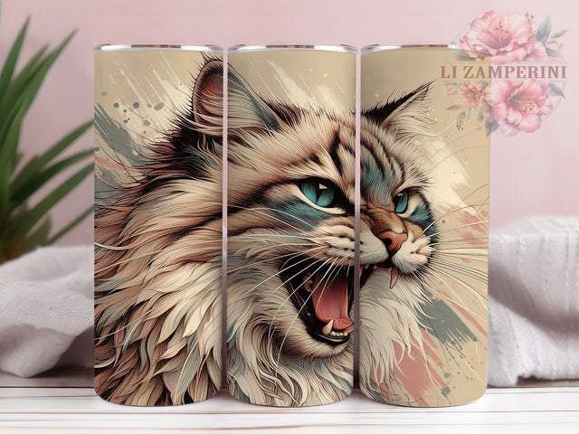 Funny Grumpy Cat Moody Tumbler, Cat Lover Gift, Funny Cat Design, Feline Artwork, Pet Owner Present, Moody Cat Cup, Kitty Tumbler Wrap Sublimation Li Zamperini 