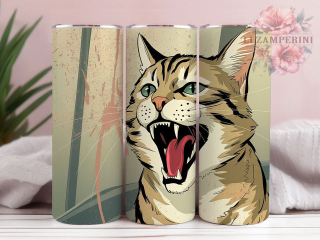 Funny Grumpy Cat Moody Tumbler, Cat Lover Gift, Funny Cat Design, Feline Artwork, Pet Owner Present, Moody Cat Cup, Kitty Tumbler Wrap Sublimation Li Zamperini 