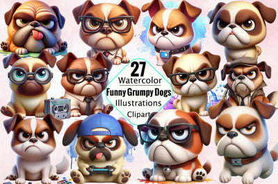 Funny Grumpy Dogs Clipart Funny Dog Clipart Bundle Sublimation SVGArt 