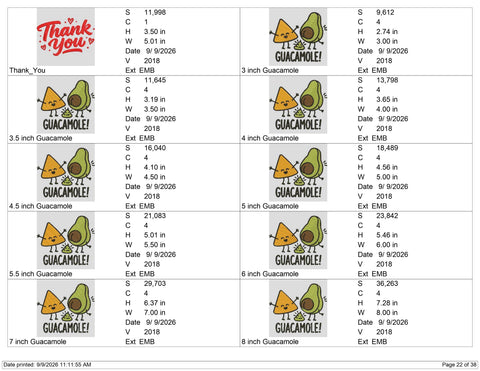 Funny Guacamole Embroidery Design – Avocado & Tortilla Chip Machine Embroidery File, Cute Mexican Food Design Embroidery/Applique DESIGNS PatternFeed8 
