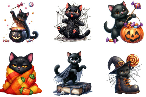 Funny Halloween Black Cat Clipart Sublimation SVGista 