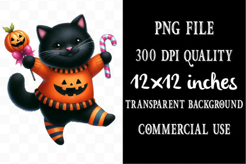 Funny Halloween Black Cat Clipart Sublimation SVGista 