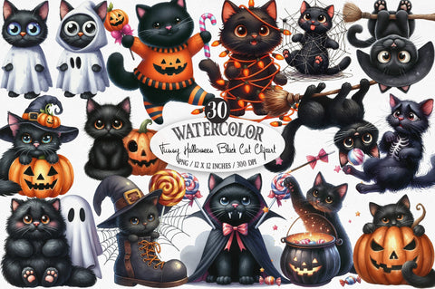 Funny Halloween Black Cat Clipart Sublimation SVGista 