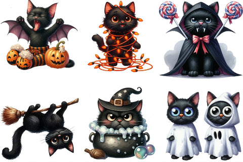Funny Halloween Black Cat Clipart Sublimation SVGista 