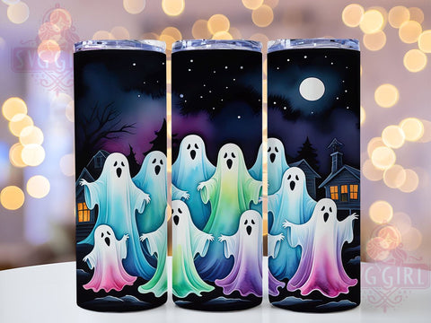 Funny Halloween Ghost 20oz Tumbler Wrap Sublimation Design, Straight Tapered Tumbler Wrap, Cute Ghost Tumbler Png, Instant Digital Download Sublimation SvggirlplusArt 