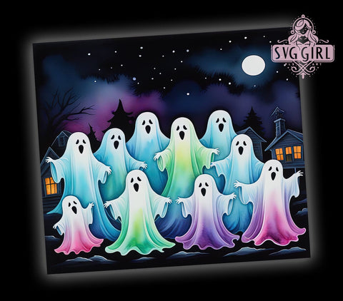 Funny Halloween Ghost 20oz Tumbler Wrap Sublimation Design, Straight Tapered Tumbler Wrap, Cute Ghost Tumbler Png, Instant Digital Download Sublimation SvggirlplusArt 