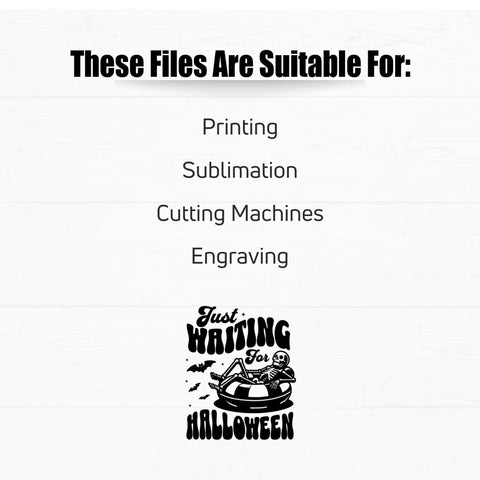 Funny Halloween Skeleton "Just Waiting for Halloween" SVG CraftySVGStudio 