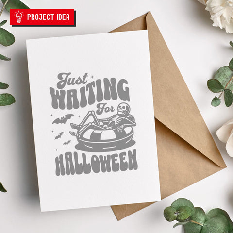 Funny Halloween Skeleton "Just Waiting for Halloween" SVG CraftySVGStudio 