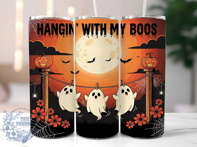 Funny Hanging Ghosts Halloween Tumbler, Hanging Ghosts Cup, Halloween Boos Mug, 20Oz Tumbler Wrap, Spooky Friends Drinkware, Sublimation Tumbler Design, Cute Ghost Coffee Cup Sublimation ToriDesigns 