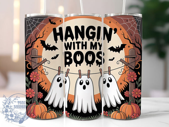 Funny Hanging Ghosts Halloween Tumbler, Hanging Ghosts Cup, Halloween Boos Mug, 20Oz Tumbler Wrap, Spooky Friends Drinkware, Sublimation Tumbler Design, Cute Ghost Coffee Cup Sublimation ToriDesigns 
