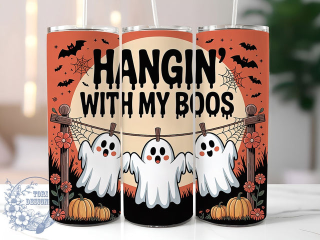 Funny Hanging Ghosts Halloween Tumbler, Hanging Ghosts Cup, Halloween Boos Mug, 20Oz Tumbler Wrap, Spooky Friends Drinkware, Sublimation Tumbler Design, Cute Ghost Coffee Cup Sublimation ToriDesigns 