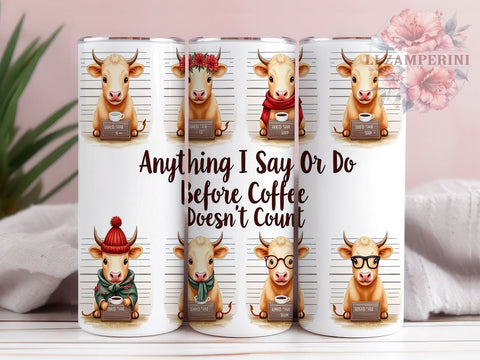 Funny Highland Cow 20 oz Skinny Tumbler Sublimation Design, Straight & Tapered Tumbler Png, Cow Lover Tumbler Png, Digital Download PNG Sublimation Li Zamperini 