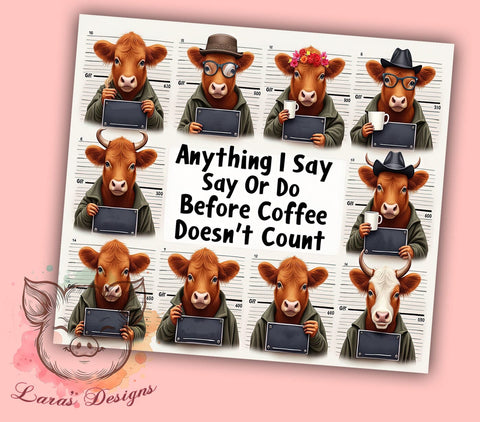 Funny Highland Cow 20 oz Skinny Tumbler Sublimation Design, Straight & Tapered Tumbler Png, Highland Cow Tumbler Png, Digital Download PNG Sublimation Lara' s Designs 