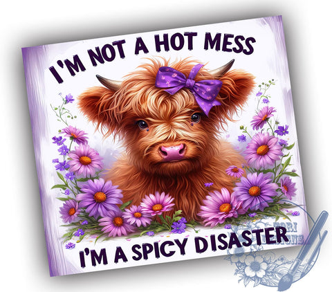 Funny Highland Cow 20oz Skinny Tumbler PNG, Cute Highland Cow Tumbler Sublimation Wrap, Straight & Tapered Tumbler Wrap, Instant Digital Download Sublimation ToriDesigns 