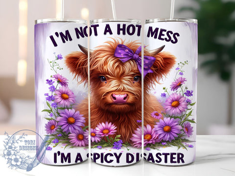 Funny Highland Cow 20oz Skinny Tumbler PNG, Cute Highland Cow Tumbler Sublimation Wrap, Straight & Tapered Tumbler Wrap, Instant Digital Download Sublimation ToriDesigns 