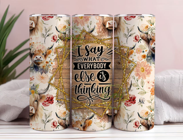 Funny Highland Cow 20oz Skinny Tumbler Wrap, Sublimation Design, Digital Download PNG, Sarcastic Quote Tumbler Wrap PNG, Floral Tumbler PNG Sublimation PixelChick 