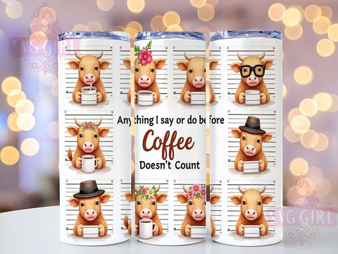 Funny Highland Cow 20oz Tumbler Wrap Sublimation Design, Straight Tapered Tumbler Wrap, Coffee Lover Tumbler Png, Instant Digital Download Sublimation SvggirlplusArt 