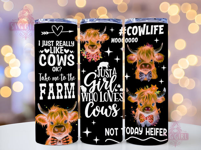 Funny Highland Cow 20oz Tumbler Wrap Sublimation Design, Straight Tapered Tumbler Wrap, Farm Life Tumbler Png, Instant Digital Download Sublimation SvggirlplusArt 