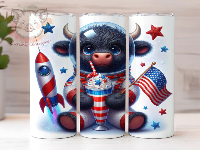 Funny Highland Cow Astronaut Patriotic Tumbler, Funny Highland Cow Wrap, Astronaut Cow Tumbler, Baby Cow Tumbler Design, Patriotic Tumbler Wrap, Cute Cow Sublimation Sublimation Lara' s Designs 